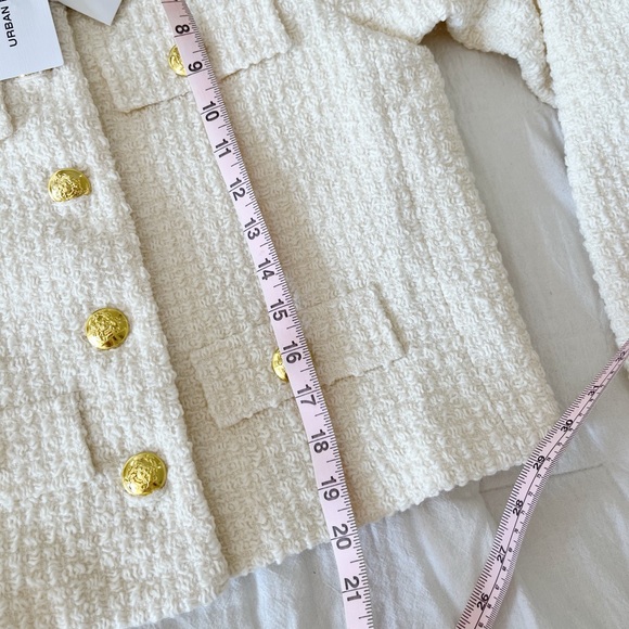 NWT URBAN REVIVO White Ivory Tweed Boucle Jacket Size XS - Picture 11 of 12